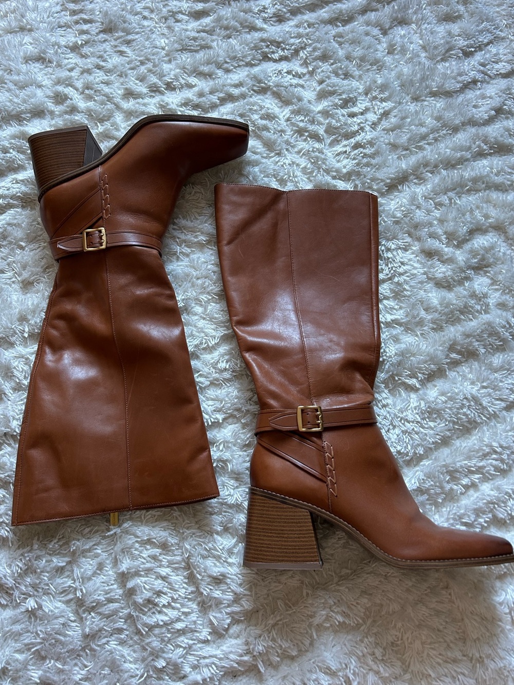 Vince Camuto brown leather wide calf boots 11